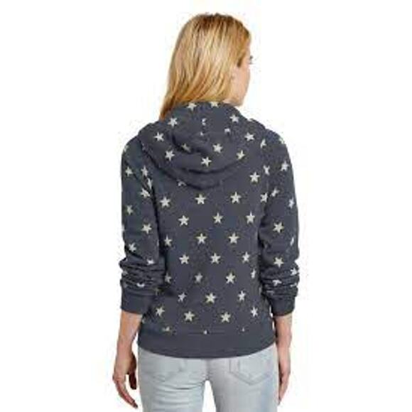 Alternative Womens Small S Blue Heather Star Fleece Full Zip Sweatshirt Hoodie - Picture 9 of 9